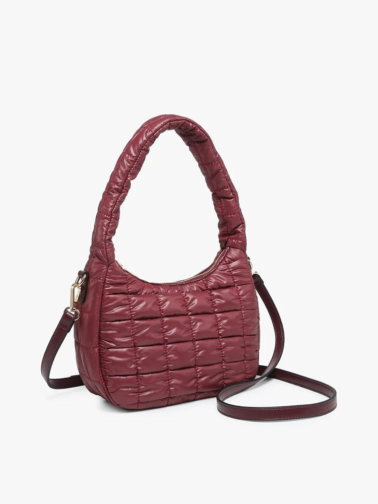 Arden Puffy Quilted Shoulder Bag - Merlot