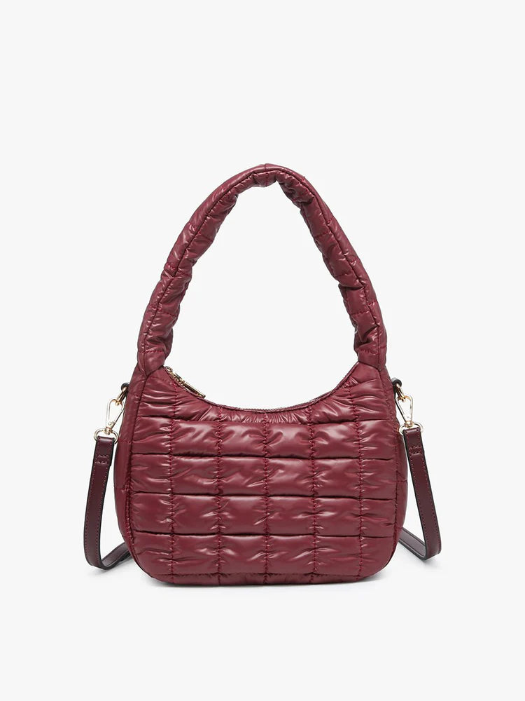 Arden Puffy Quilted Shoulder Bag - Merlot