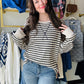 7th Ray

Get ready to cozy up in style with our Navy Striped Stitch Pullover! This playful top features a solid contrast and exposed stitching, perfect for adding a touch of uniqueness to your wardrobe. With its relaxed fit and drop shoulder design, it's also ultra-comfortable for all-day wear.&nbsp;