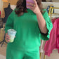 Green Luxeknit Ruffle Sleeve Top