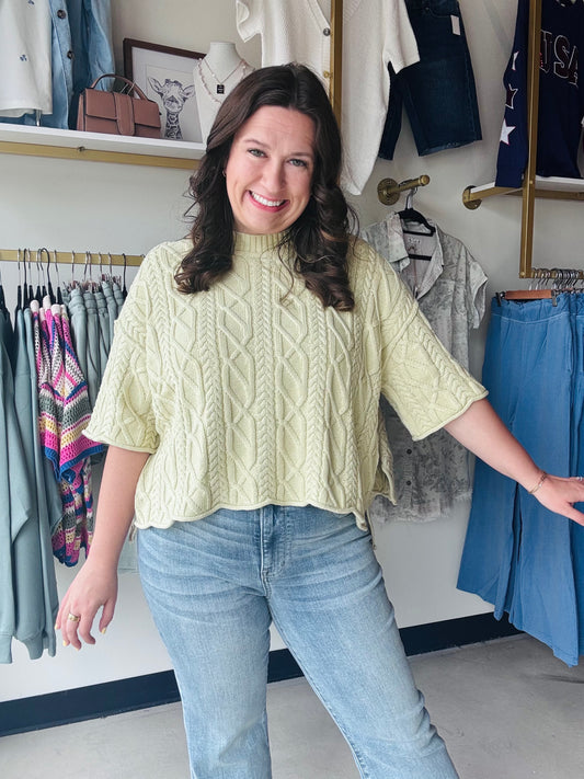 Cotierra

Embrace effortless chic with this oversized sage cable knit sweater. Featuring a unique asymmetrical hem and relaxed half sleeves, it’s the ultimate transitional staple for a cozy, year-round wardrobe.

Relaxed oversized fit for all-day comfort.
Classic cable knit adds timeless texture.
Unique asymmetrical hemline elevates style.
Dropped shoulders for effortless slouchy vibes.
Versatile half sleeves for transitional seasons.
Pairs perfectly with jeans or skirts.
