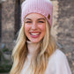 Blush & Off White Color Block Pom Knit Hat