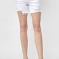 White Distressed Mid Length Denim Shorts