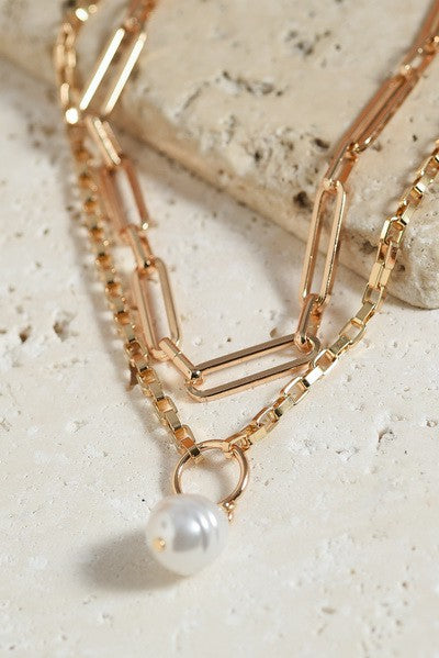 Double Chain Pearl Necklace