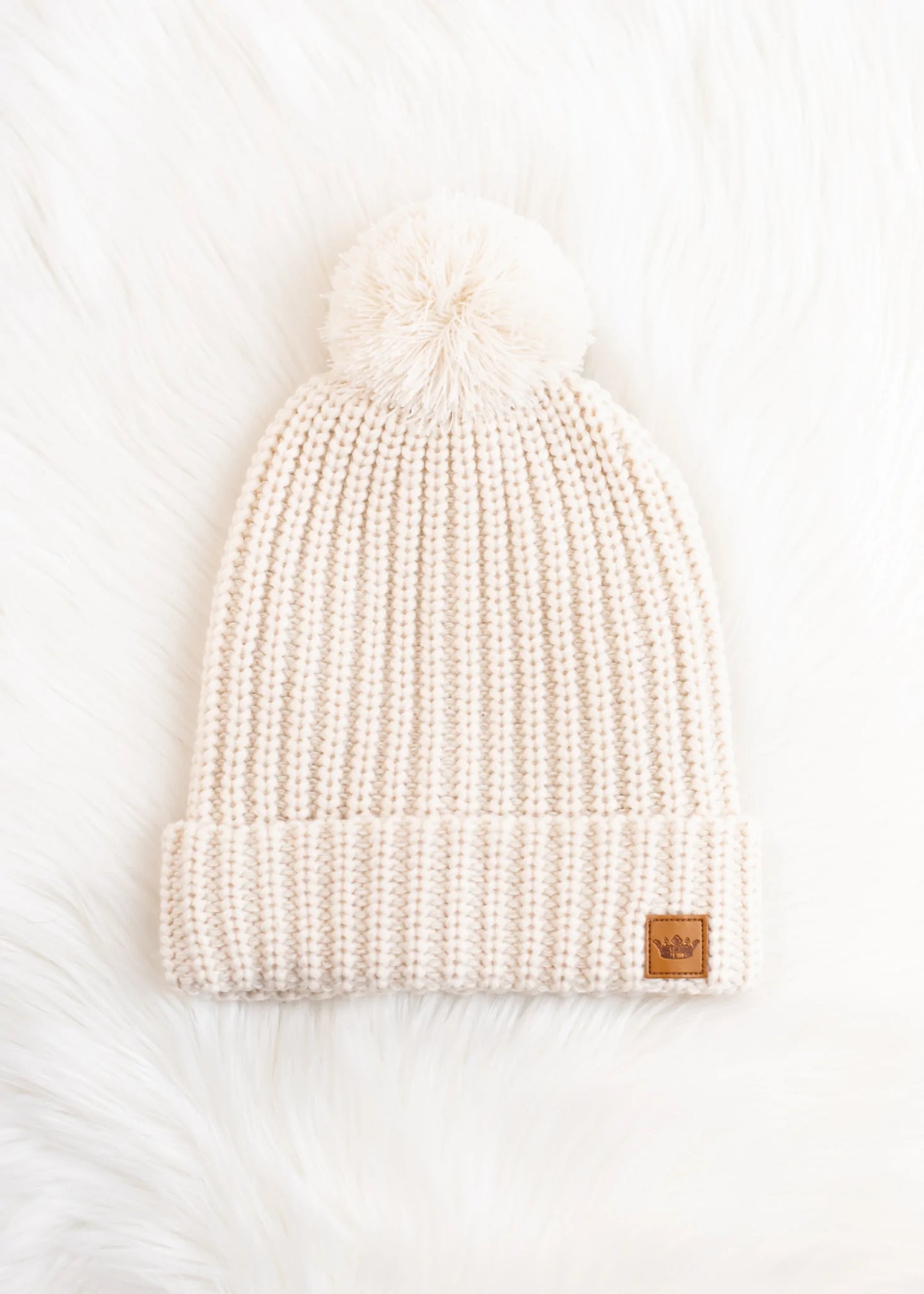 Beige Slouchy Knit Hat