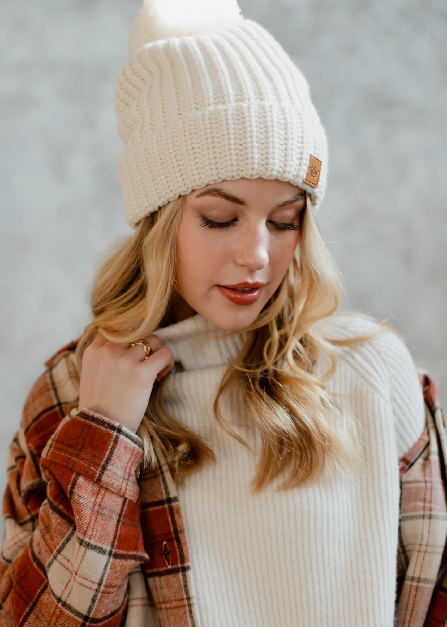 Beige Slouchy Knit Hat