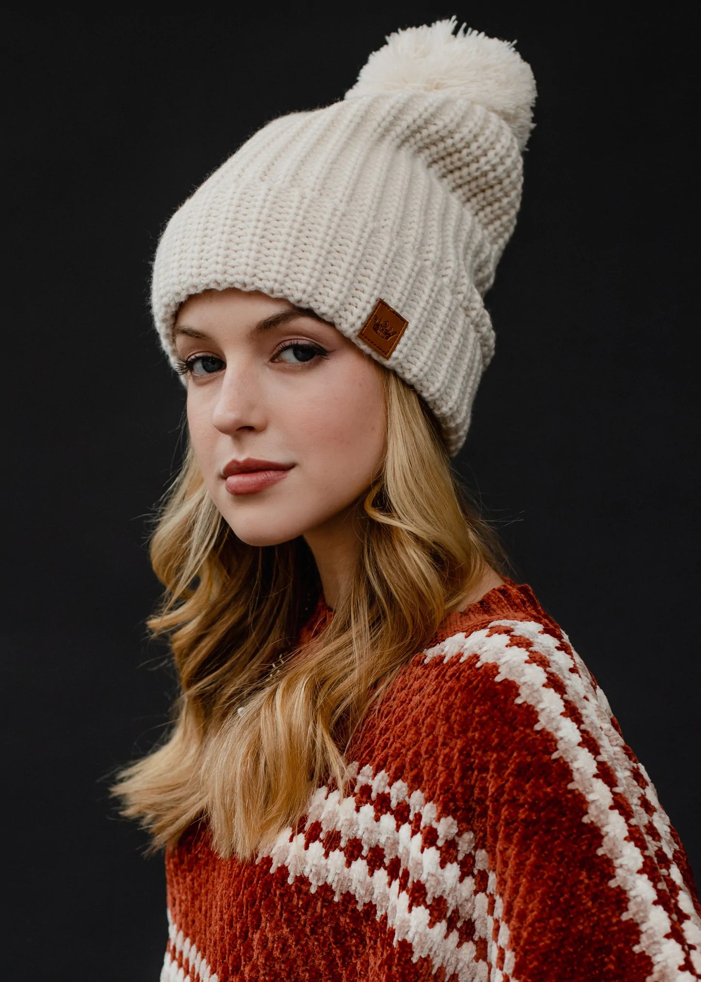 Beige Slouchy Knit Hat