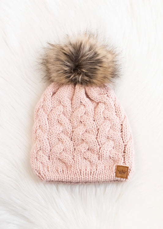 Blush Braided Knit Hat