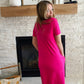 57% Polyester, 38% Rayon, 5% Spandex fits TTS - Sophie is 5'4" and wearing the small.  The #1 summer wardrobe staple! Dress up with heals, a jean jacket, and fun jewelry or dress it down with sneakers or as a swim coverup!