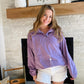 Stay warm and cozy outdoors with the Purple Toggle Tie Pullover. Constructed of durable corduroy and featuring a functional zip collar and pocketed design, this sweater is perfect for both camping and hiking. With unique diagonal seam embellishments and toggle tie drawings, you'll stand out in the camping crowd while looking your bes