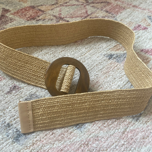 Wood Buckle Stretchy Belt