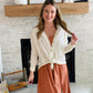 Cream Waffle Button Up Cardi