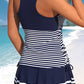 Blue Nautical Striped Skirt Style Tankini Set