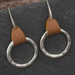Hammered Circle Leather Accent Earrings