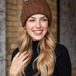 Brown & White Colorblock Pom Hat