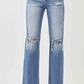 Risen Lily Distressed High Rise Straight Leg Jeans