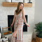 Khaki Stripe Tie Waist Maxi Dress