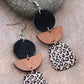 Leopard Cork and Leather Earrings