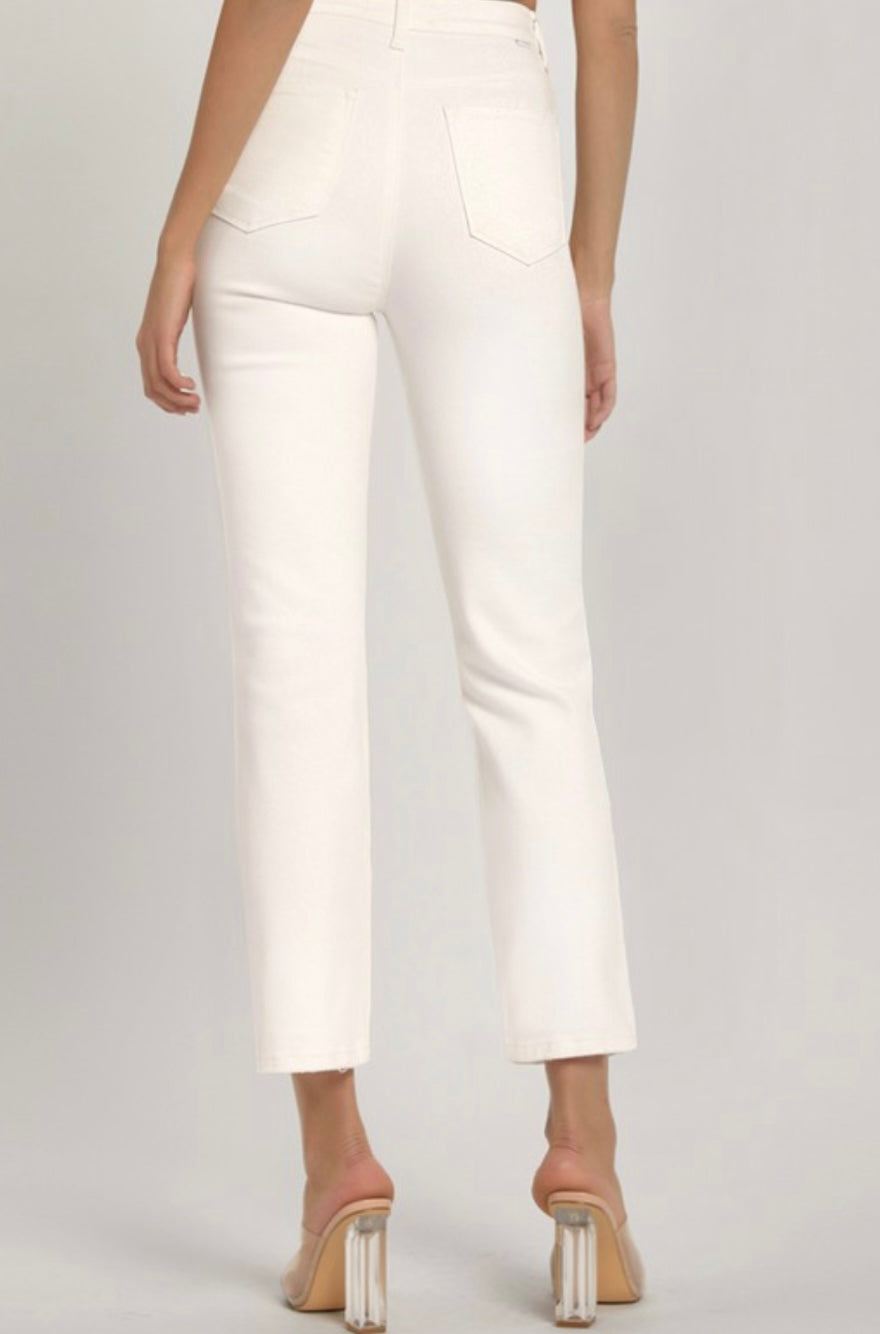 White Cropped Risen Jeans