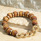 Wood and Steel Beaded Stretch Bracelet