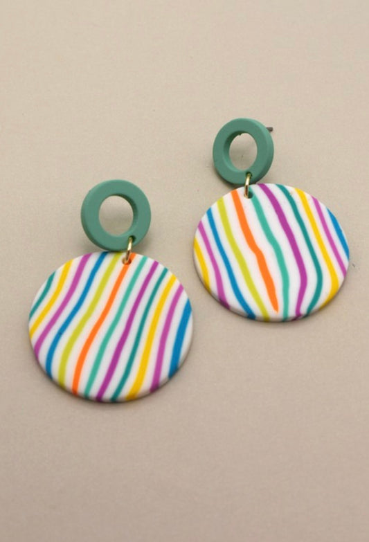 Colorful Stripe Clay Earrings