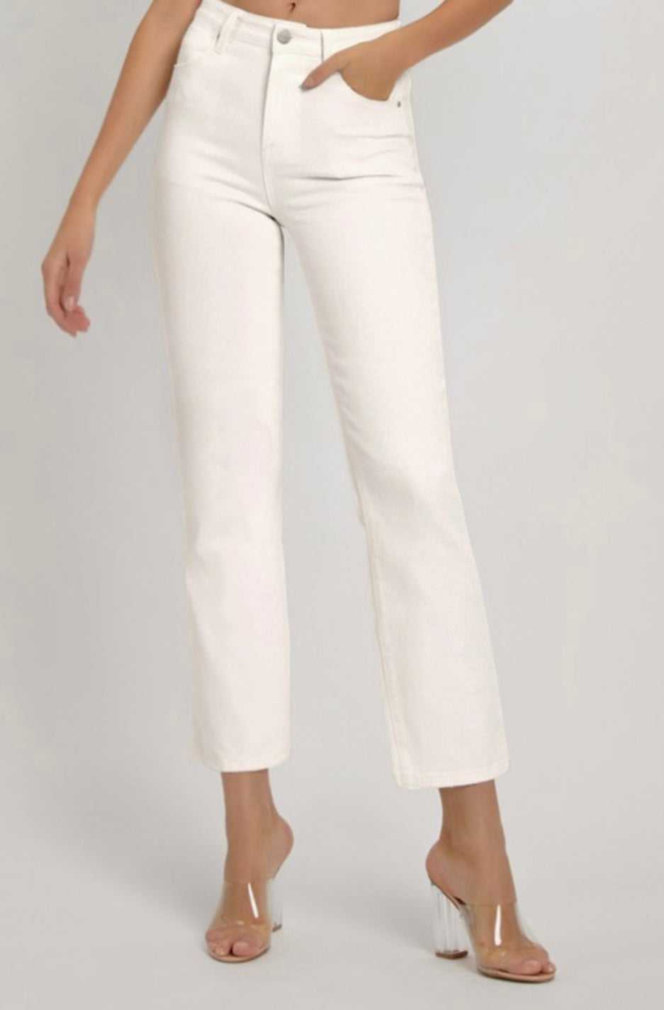 White Cropped Risen Jeans