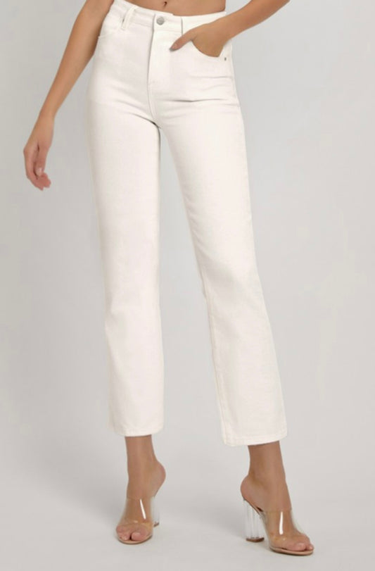 White Cropped Risen Jeans