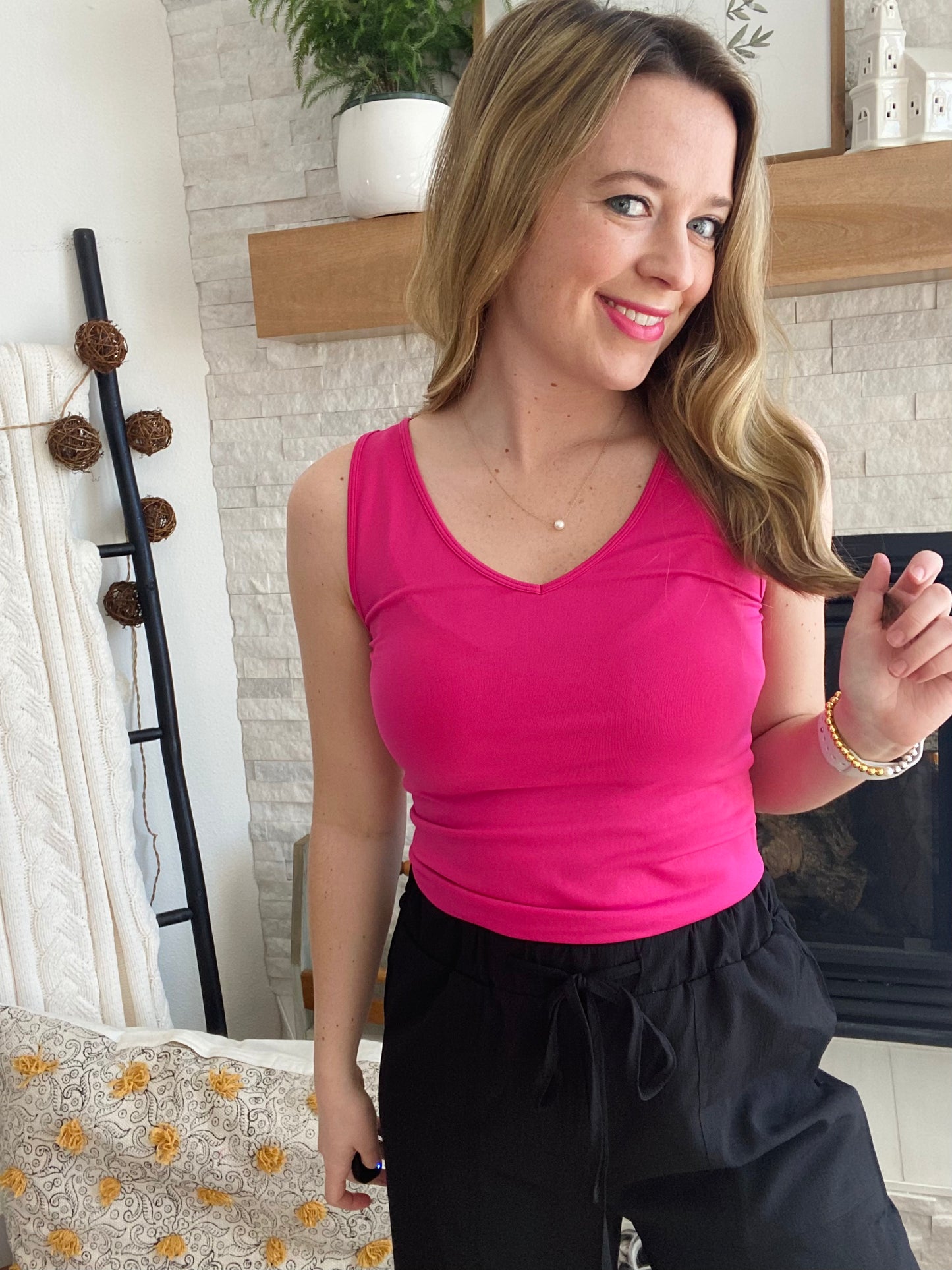 Hot Pink Seamless Layering Tank